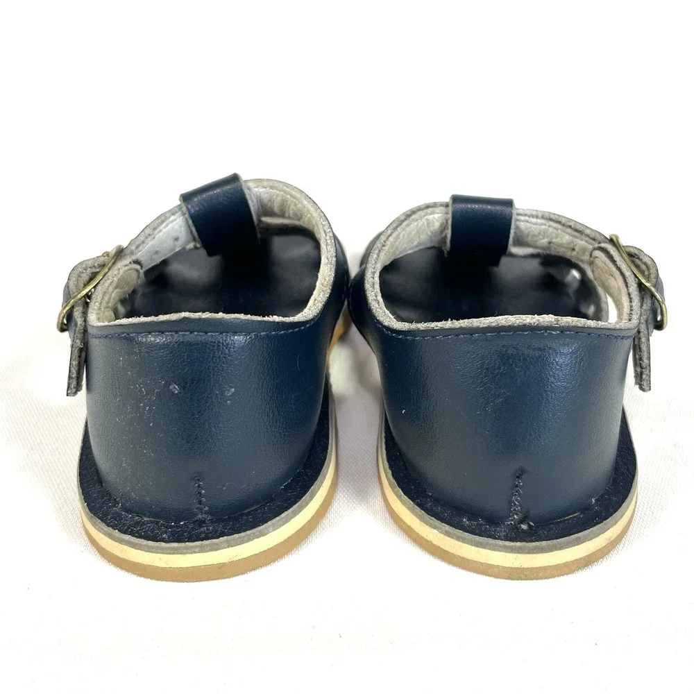 Vintage Infant Fisherman‎ Sandals Navy Blue Leather USA Size 3 Baby Shoes